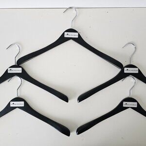 New MOOSE KNUCKLES Black Wood Hanger Matte Finish w/ Logo Plaque 17", Lot of 5